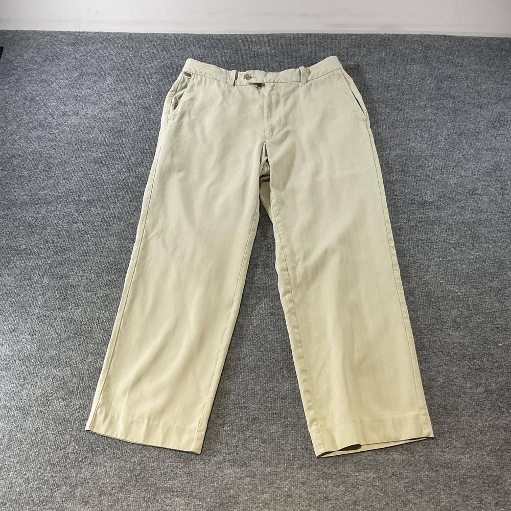Tommy Bahama Mens 33x30 Silk Cotton Chino Pants Beige Khaki Straight Leg Luxury
